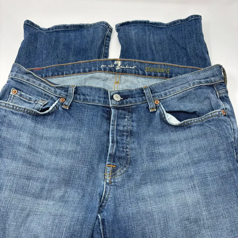 7 For All Mankind Mens 34x34 Blue Standard Button Fly 5 Pocket Jeans